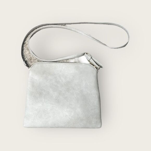 Two Tone Vegan Leather Tassel Long Strap Bag - Picture 2 of 8